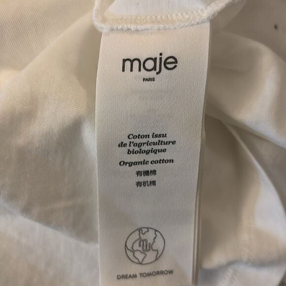 Maje 100% cotton White Puff Sleeve Top , L - Picture 8 of 9
